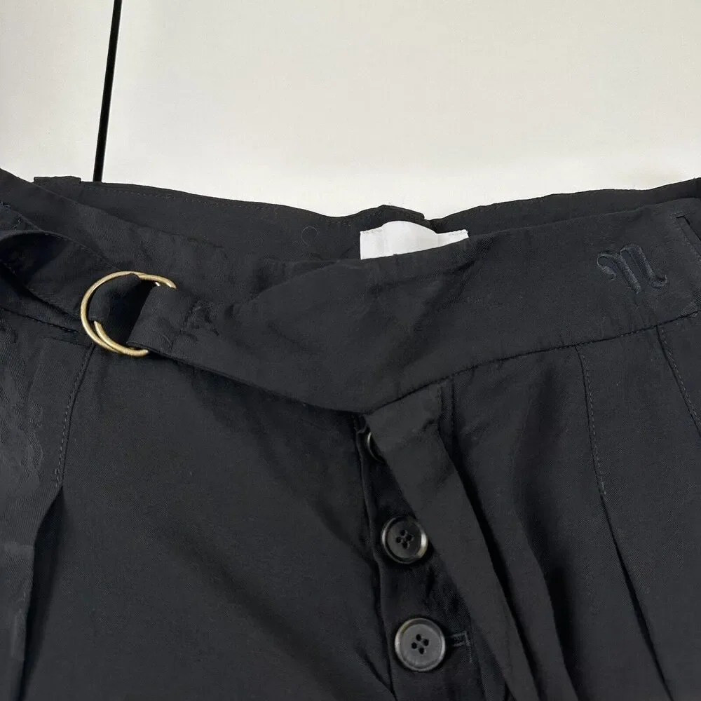 Nanushka Black Floral Jacquard Nagi Viscose Belted Shorts Unisex Sz M - Picture 10 of 10
